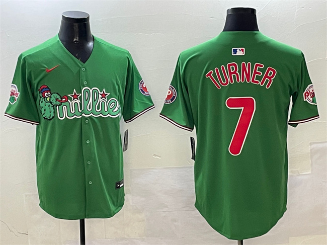Men's Philadelphia Phillies #7 Trea Turner Green Phanatic Limited Stitched Jersey Men's Philadelphia Phillies #7 Trea Turner Green Phanatic Limited Stitched Jersey